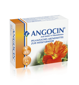 ANGOCIN enthält als Wirkstoff die Senföle die aus Kapuzinerkresse und Meerrettich gewonnen werden. Es wird bei Infekten der Atem- und Harnwege eingesetzt.