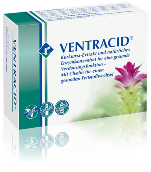 VENTRACID® mit Kurkuma, Cholin und Enzymkonzentratien unterstützt die gesunde Verdauung, indem es die Funktionen von Leber, Galle und Darm fördert und einer Disharmonie im Verdauungstrakt entgegenwirkt.