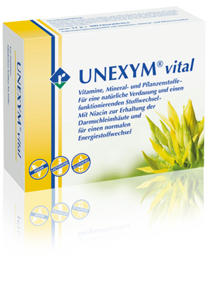 UNEXYM® vital harmonisiert auf der Basis der Kombination von Vitalstoffen und Pflanzenkraft den Verdauungstrakt und beugt Fehlsteuerungen vor.