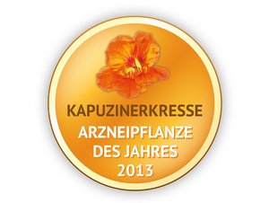 Hier sieht man das Logo der Arzneipflanze des Jahres 2013 - Kapuzinerkresse